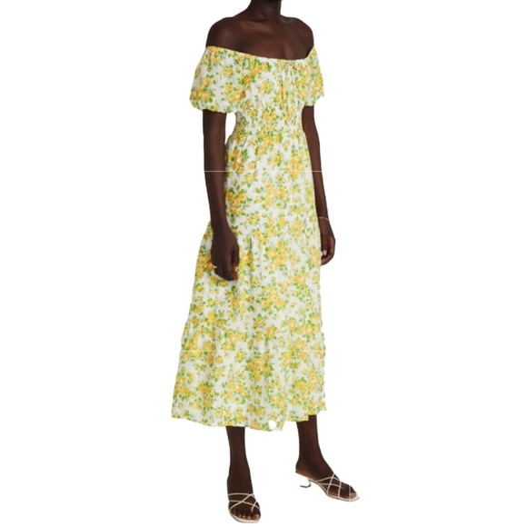 Faithfull the Brand Dress Matisse Boho Floral Linen Midi Sz M - Picture 2 of 11